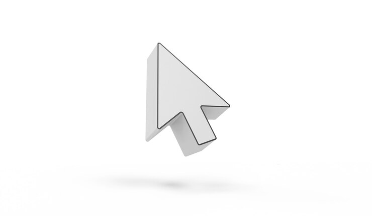 Foto icono de flecha del cursor sobre fondo blanco