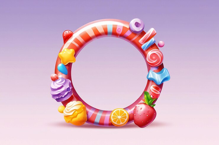 Foto el icono de fondo del marco de los caramelos 3d realistas