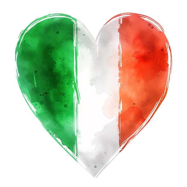 Icono en forma de corazón de la bandera italiana colores acuarela ilustración me encanta el concepto de Italia