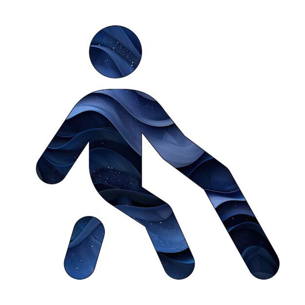 icono de foto persona caminando con caña diseño de estilo de fondo de gradiente azul
