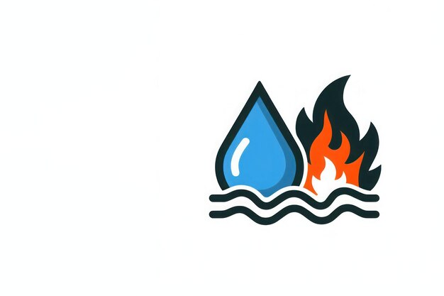 Icono de fuego y agua juntos Espacio para el texto