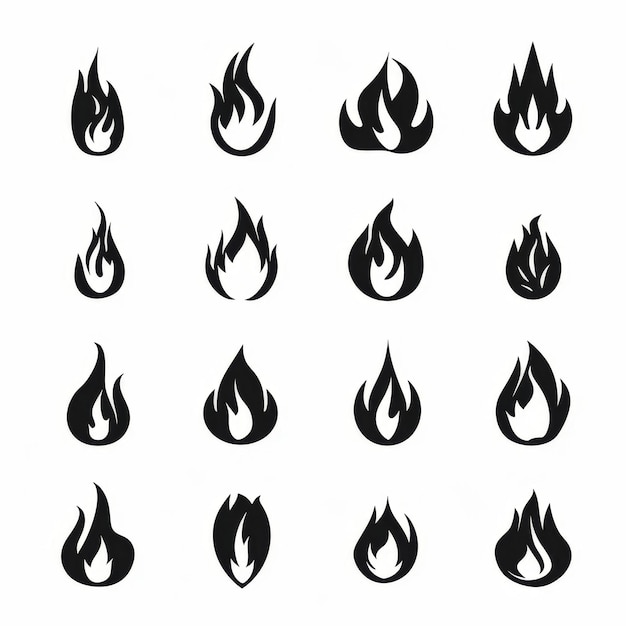 Icono de fuego llama hoguera signo de fogata símbolo de fogata quema elemento gráfico fuego emblema pictograma de parrilla