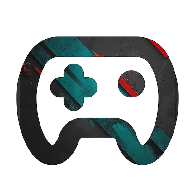 El icono del gamepad es diagonal, negro, verde y rojo.