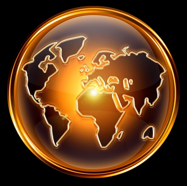 icono de globo de oro aislado en negro