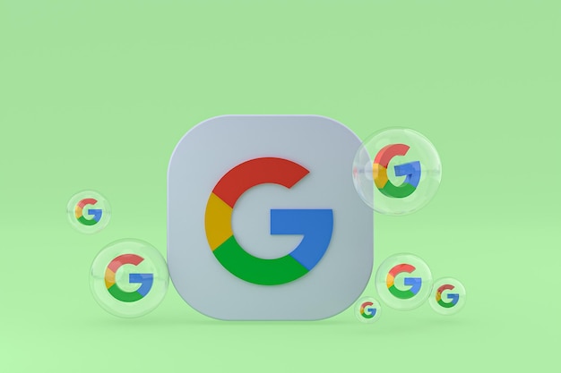 Icono de Google en la pantalla del teléfono inteligente o teléfono móvil 3D Render