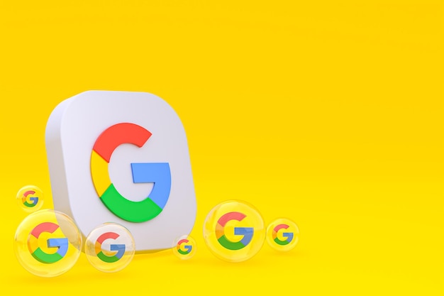 Foto icono de google en la pantalla del teléfono inteligente o teléfono móvil 3d render