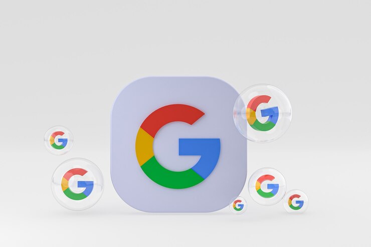 Icono de Google en la pantalla del teléfono inteligente o teléfono móvil 3d