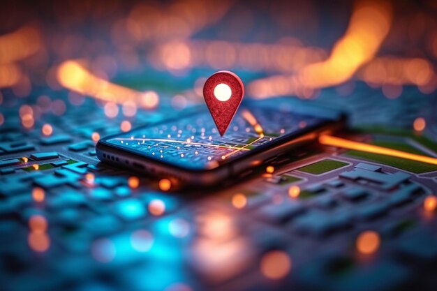 Icono GPS de teléfono inteligente en el concepto de IA generativa de mapas de tráfico