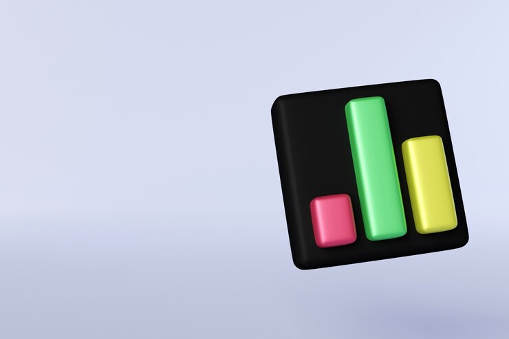 Foto icono de gráfico de barras multicolor 3d