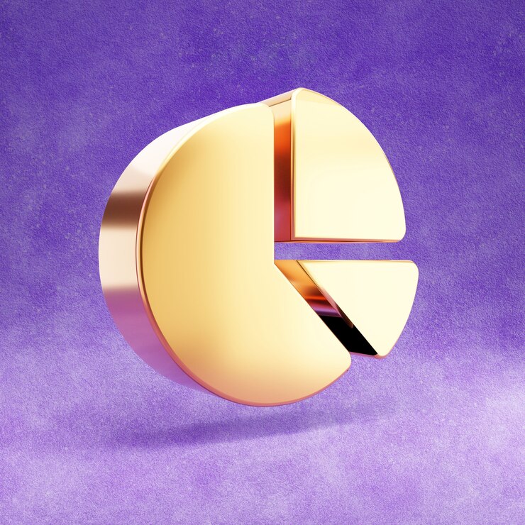 Foto icono de gráfico circular aislado en terciopelo violeta