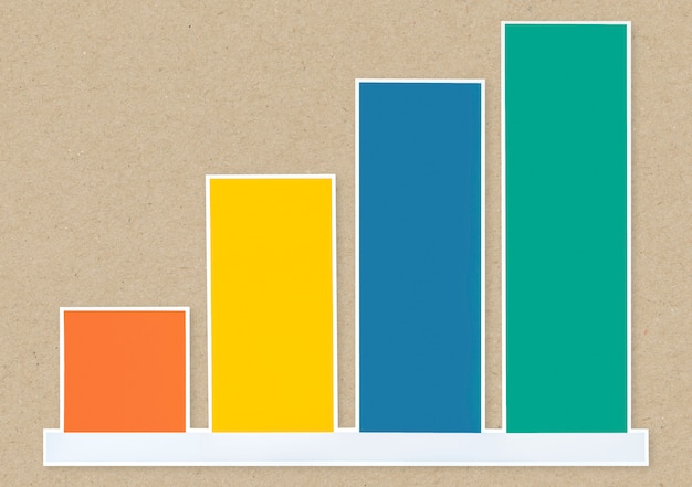 Icono de gráfico de crecimiento colorido aislado