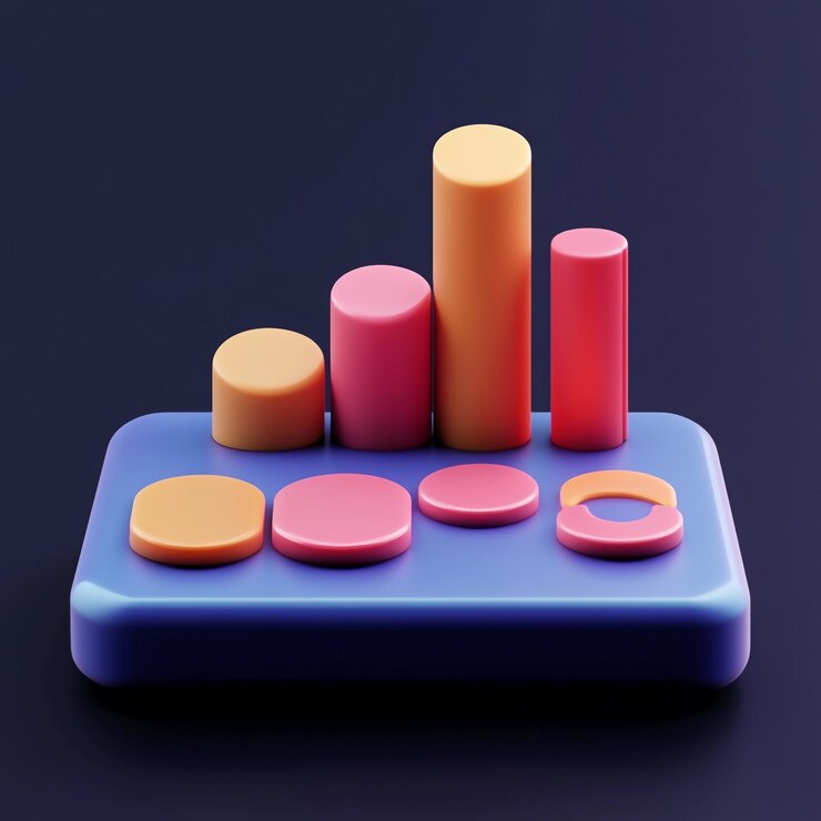 Foto icono de gráfico de datos 3d representación visual del análisis ilustración del logotipo