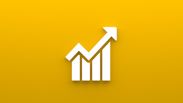 Foto icono de gráficos minimalistas hasta la estrategia empresarial representación 3d de un icono plano sobre un fondo amarillo