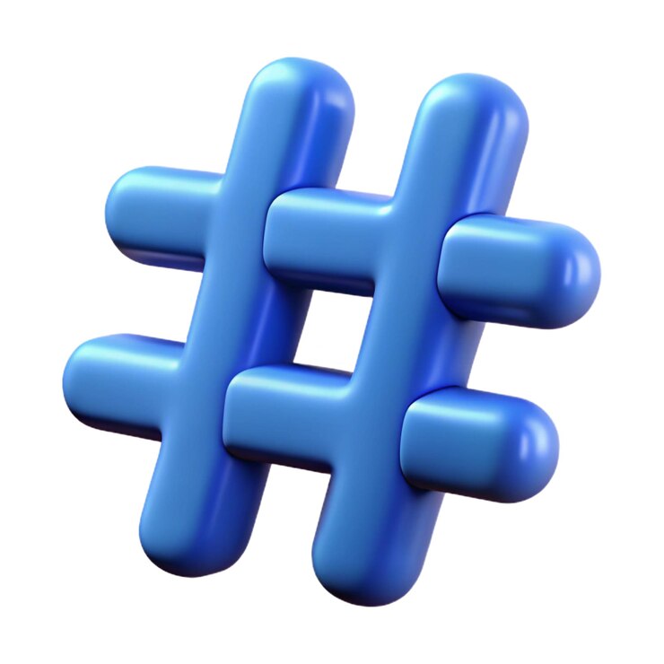 Foto icono de hashtag 3d con diseño brillante y colores vibrantes para temas de tendencia y participación en las redes sociales