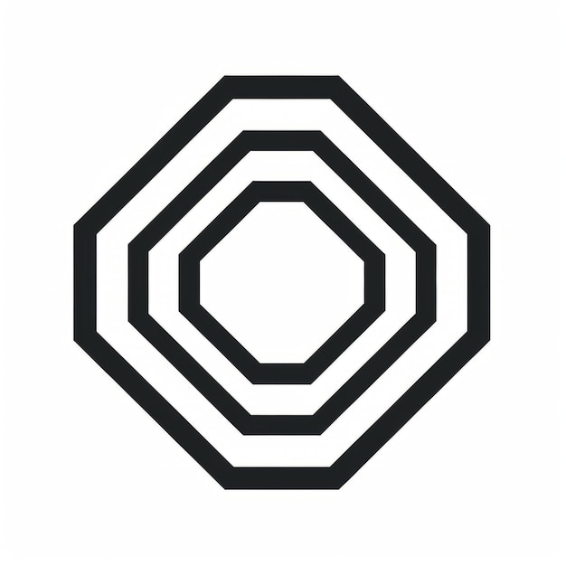 Icono hexagonal blanco y negro en el estilo de Julian Opie