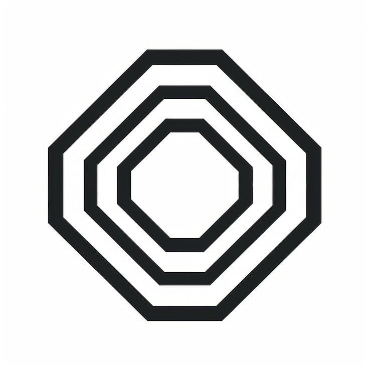 Foto icono hexagonal blanco y negro en el estilo de julian opie