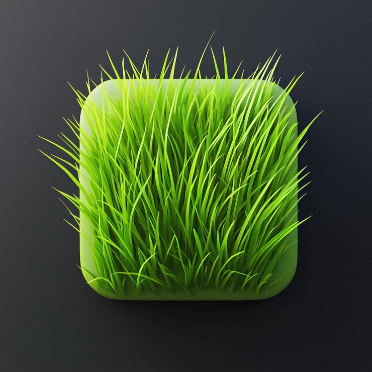 Foto icono de hierba 3d cuidado del césped y ilustración de la naturaleza logotipo