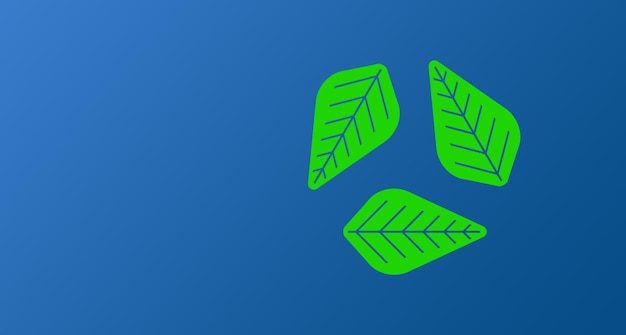 icono de hoja azul aislado en fondo verde hojas signo de producto natural fresco símbolo