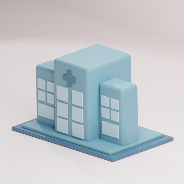 Icono de hospital de baja poli de dibujos animados 3D Ver 2