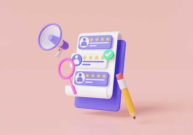 Ícono humano púrpura que se destaca entre la multitud sobre fondo rosa Gestión de recursos humanos y concepto de negocio de contratación agencia de contratación calificación estrellas buscando nuevo empleado 3d render