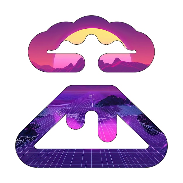 El icono de la imagen del volcán de los años 80 Formas geométricas