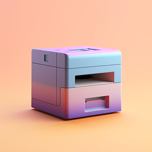 Icono de impresora 3D con fondo de colores