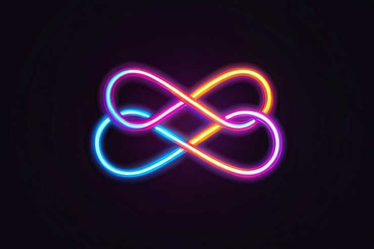Foto ícono de infinito luz de neón bucle de colores conexión de la comunidad ilustración vectorial