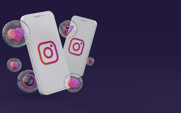 Icono de Instagram en la pantalla del teléfono inteligente o teléfono móvil 3D Render