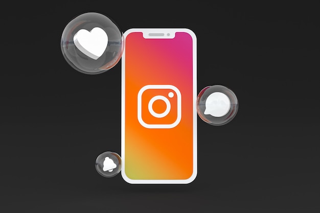 Icono de Instagram en la pantalla del teléfono inteligente o teléfono móvil 3D Render