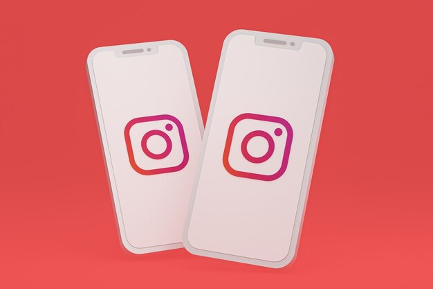 Icono de Instagram en la pantalla del teléfono inteligente o teléfono móvil 3D Render