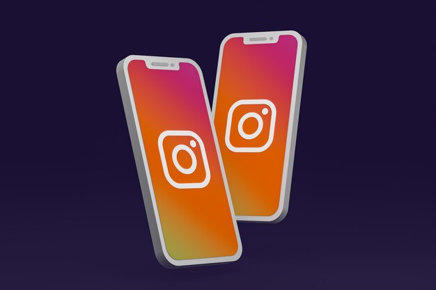 Icono de Instagram en la pantalla del teléfono inteligente o teléfono móvil 3D Render