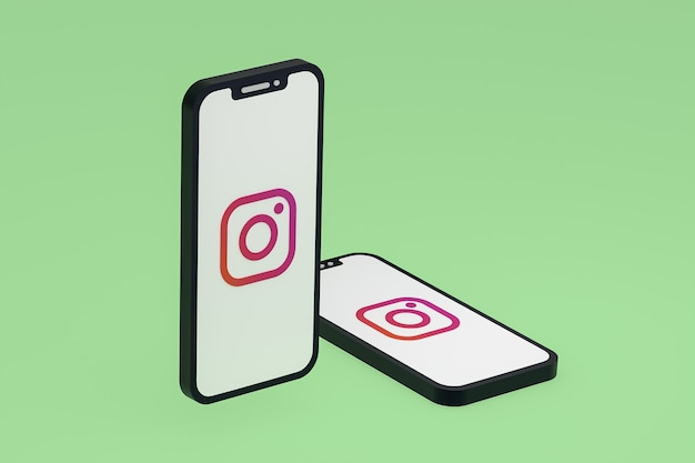 Icono de Instagram en la pantalla del teléfono inteligente o teléfono móvil 3D Render