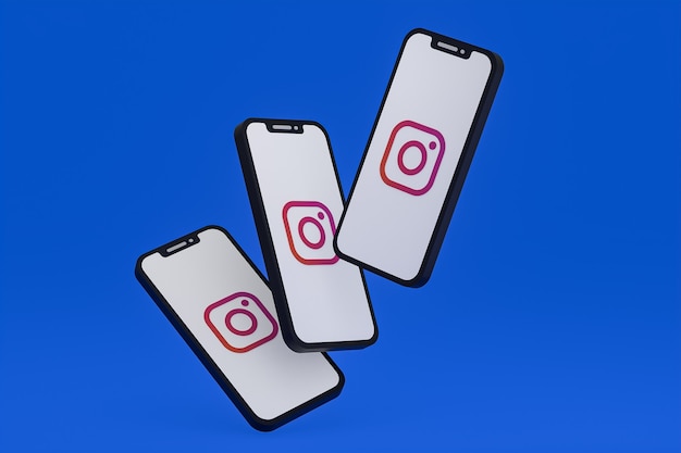 Icono de Instagram en la pantalla del teléfono inteligente o teléfono móvil 3D Render