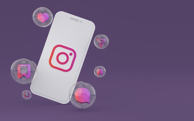 Icono de Instagram en la pantalla del teléfono inteligente o teléfono móvil 3D Render