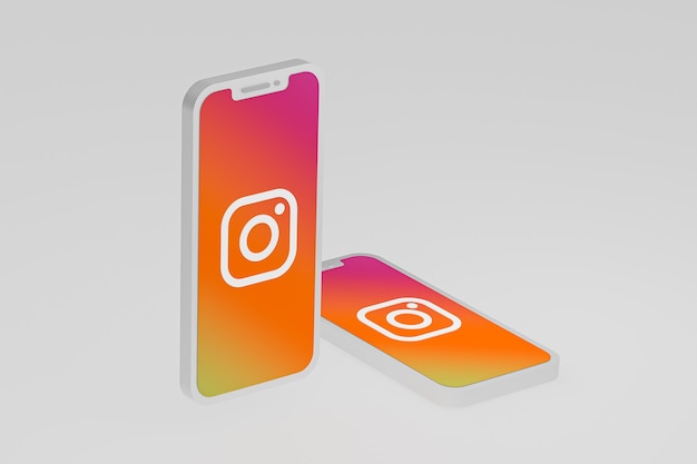 Icono de Instagram en la pantalla del teléfono inteligente o teléfono móvil 3D Render