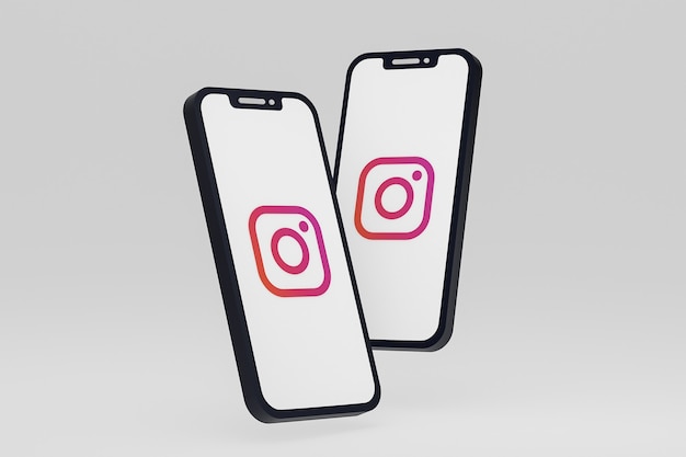 Icono de Instagram en la pantalla del teléfono inteligente o teléfono móvil 3D Render