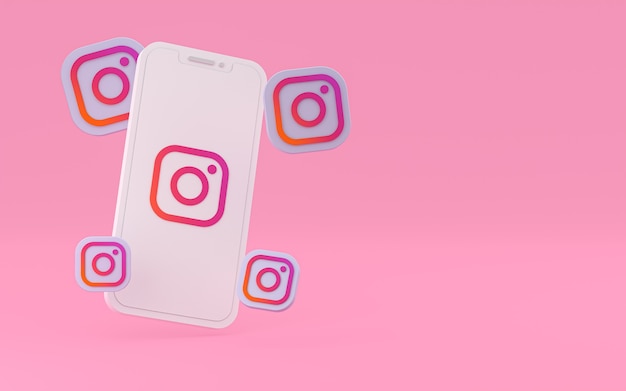 Icono de Instagram en la pantalla del teléfono inteligente o teléfono móvil 3D Render