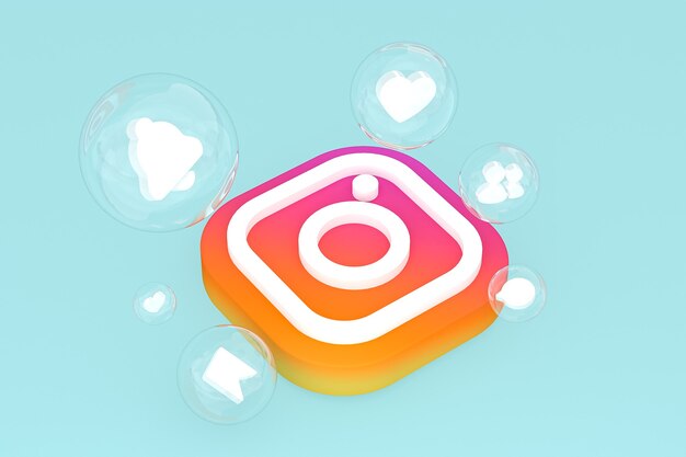 Icono de Instagram en la pantalla del teléfono inteligente o teléfono móvil 3D Render