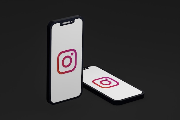 Icono de Instagram en la pantalla del teléfono inteligente o teléfono móvil 3D Render