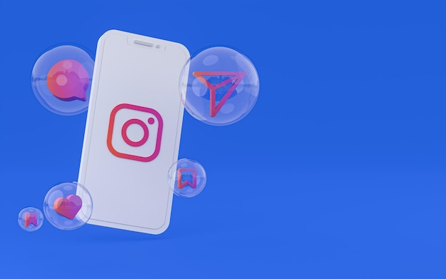 Icono de Instagram en la pantalla del teléfono inteligente o teléfono móvil 3D Render