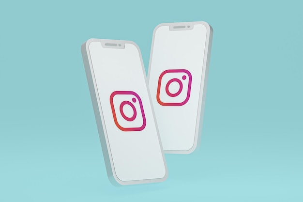 Icono de Instagram en la pantalla del teléfono inteligente o teléfono móvil 3D Render