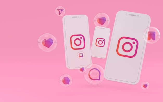 Icono de Instagram en la pantalla del teléfono inteligente o teléfono móvil 3D Render