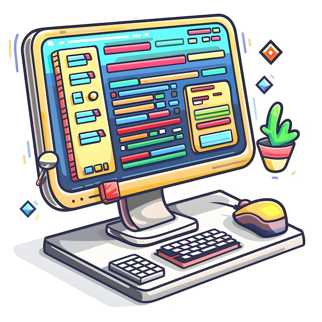 Icono de integración de codificación de tablero de programación 3D personalizable con espacio de marca en blanco