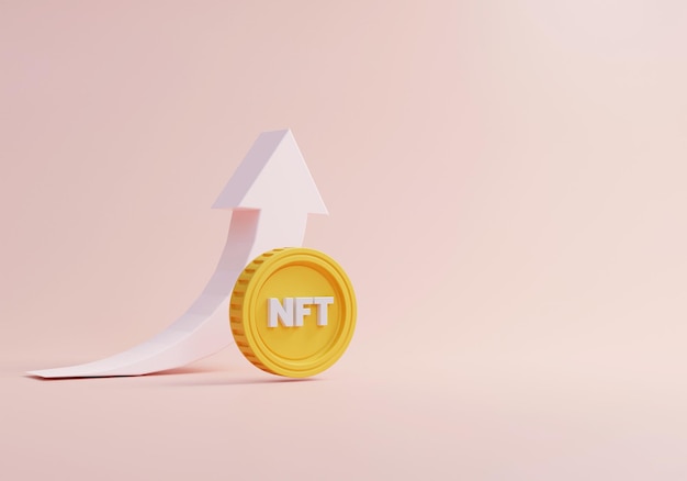 Icono de interfaz de usuario de concepto de procesamiento de datos de blockchain Nft sobre fondo dorado