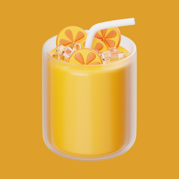 Icono de jugo de naranja 3d renderizado