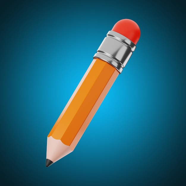 Icono de lápiz premium Representación 3d sobre fondo aislado PNG