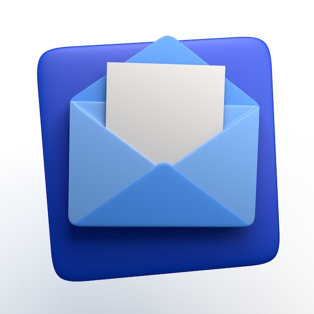 Foto icono de lectura de correo electrónico sobre fondo blanco aislado. ilustración 3d. app.