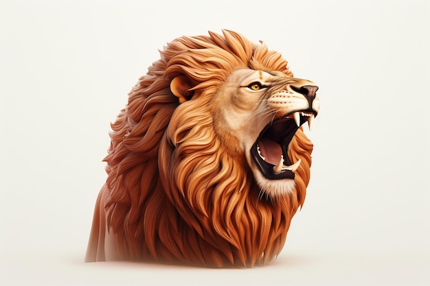 Icono del león en 3D con una melena que fluye