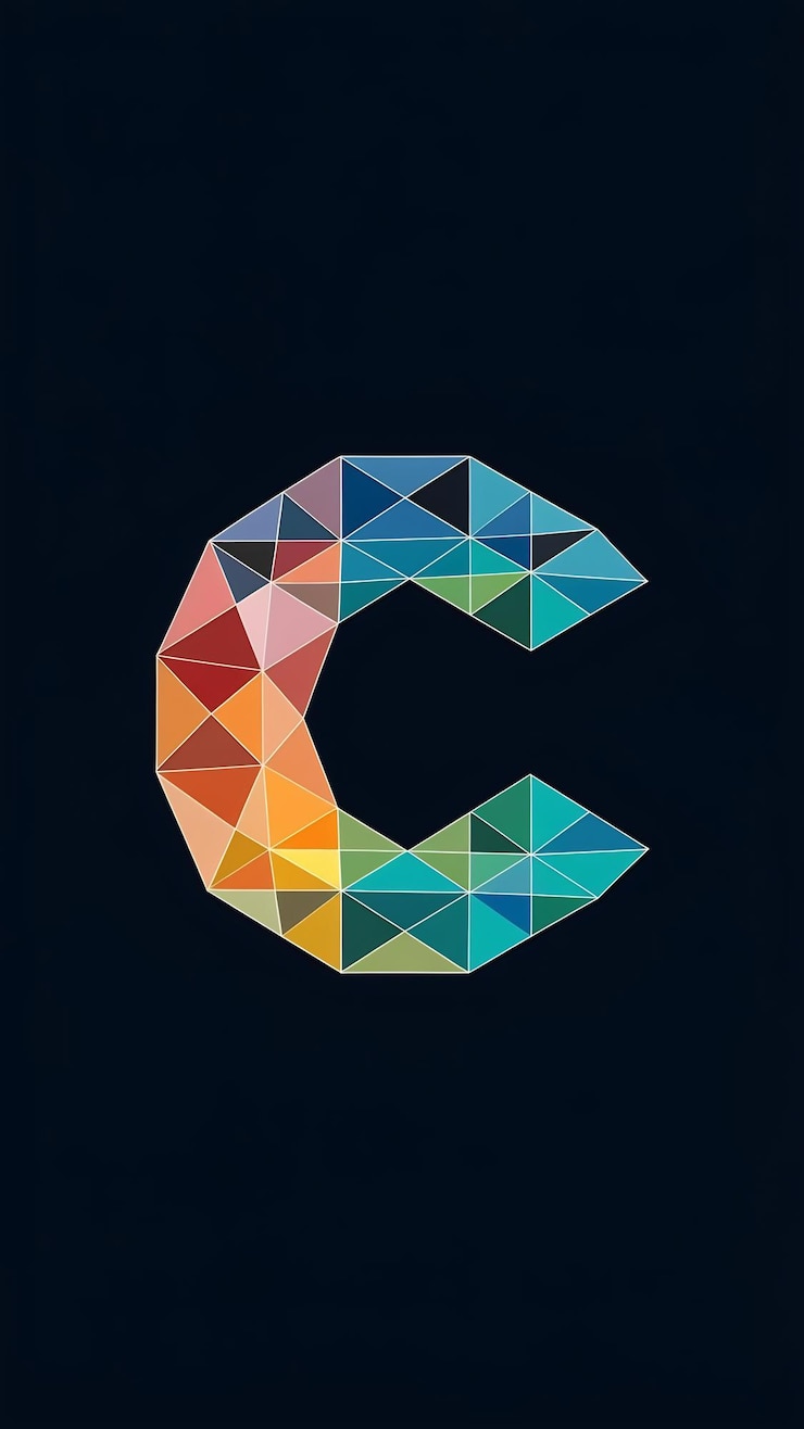 Foto el icono de la letra c del logotipo mosaico poligonal elemento de forma colorida crea