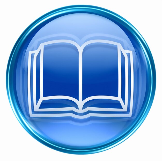 Foto icono de libro azul aislado en blanco